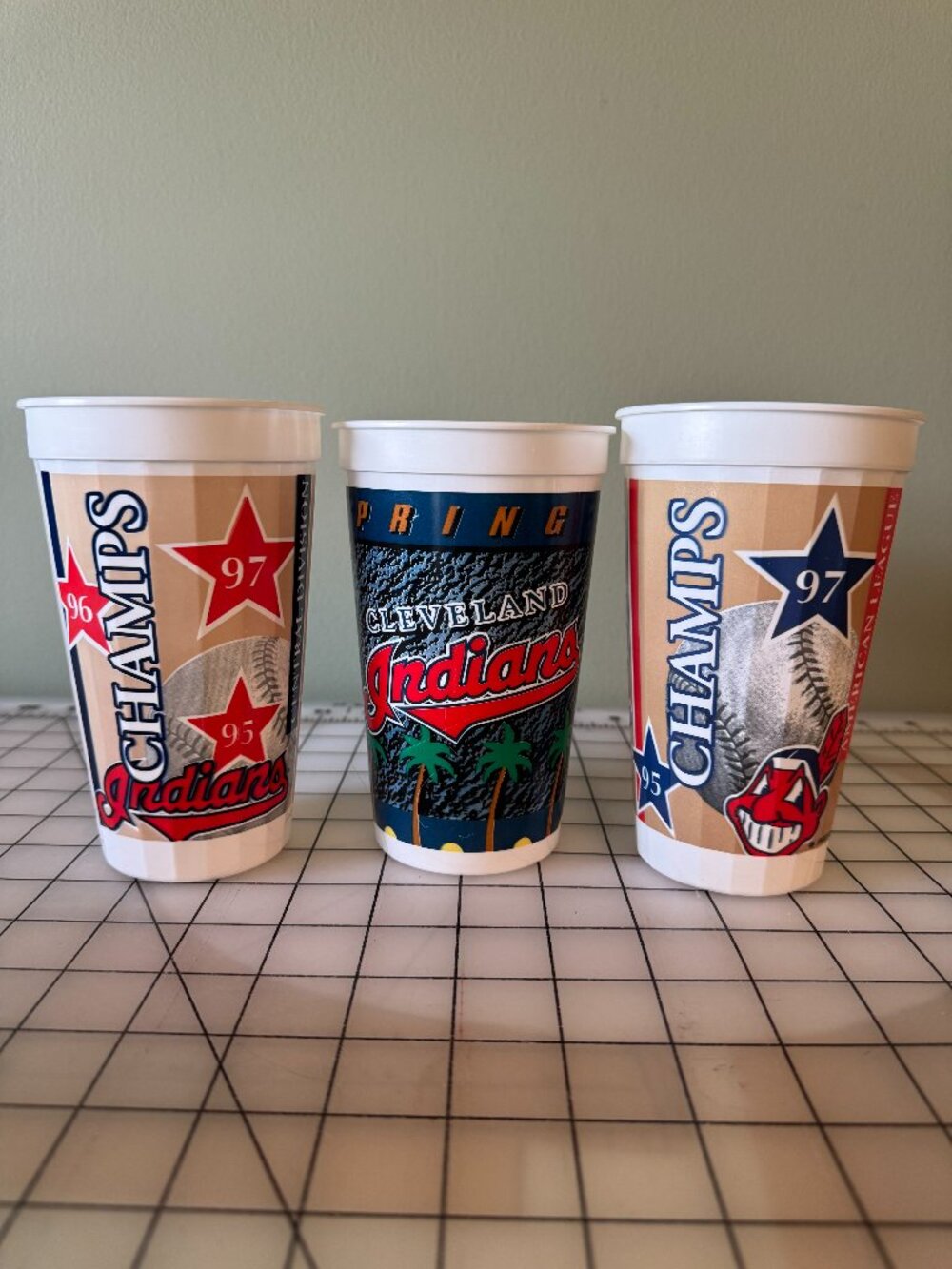 Vintage Cleveland Indians 90s Plastic Cups – Set of 3